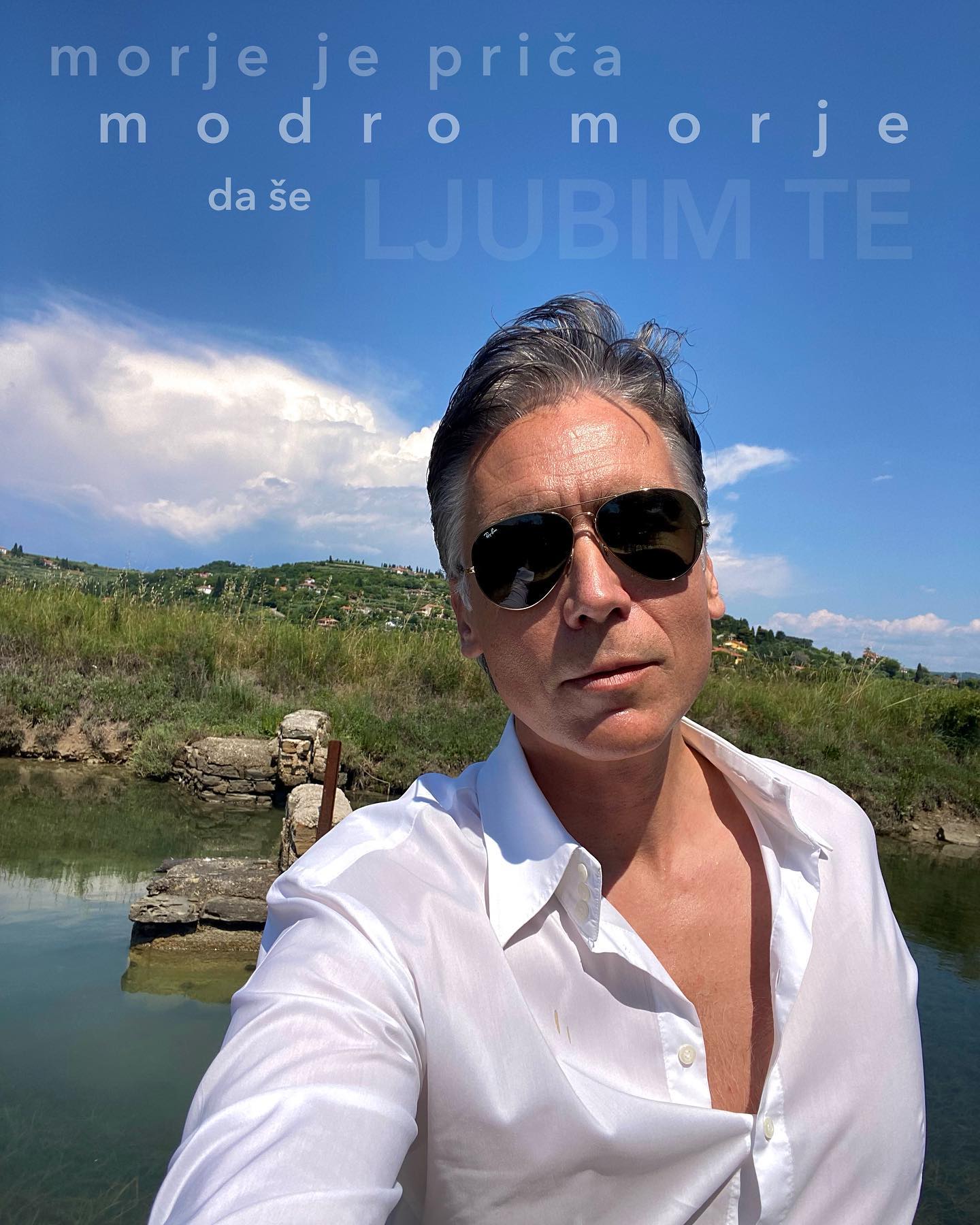 Jan Plestenjak in citat iz njegove pesmi. Vir: Instagram
