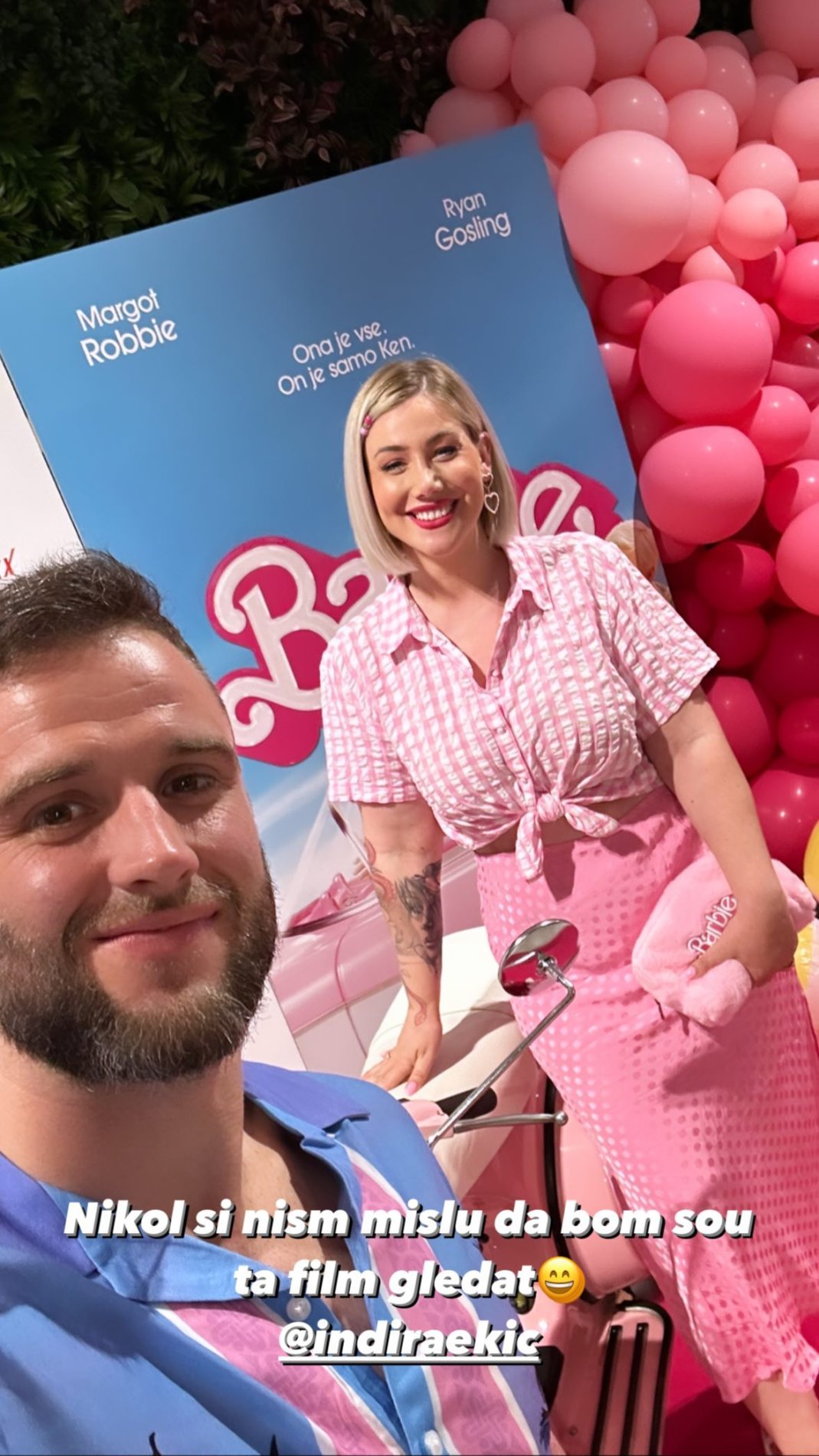 Matic in Indira na premieri filma Barbie. Vir: Instagram