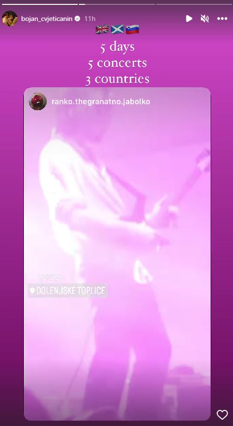 5 koncertov v petih dneh. Vir: Instagram