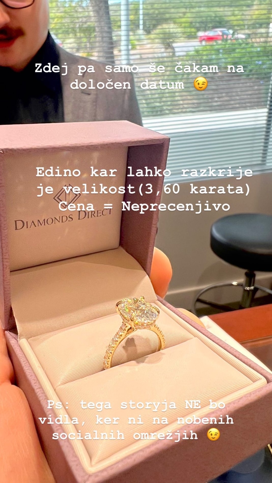 Prečudovit prstan, ki ga je Gregor Čeglaj kupil za svojo izbranko. Vir: Instagram