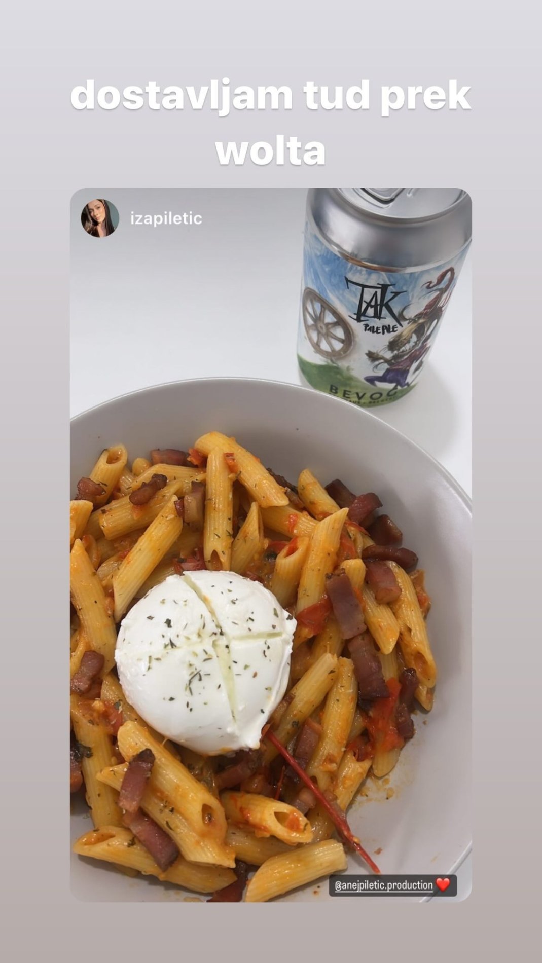 Večerjo je pripravil Anej. Vir: Instagram