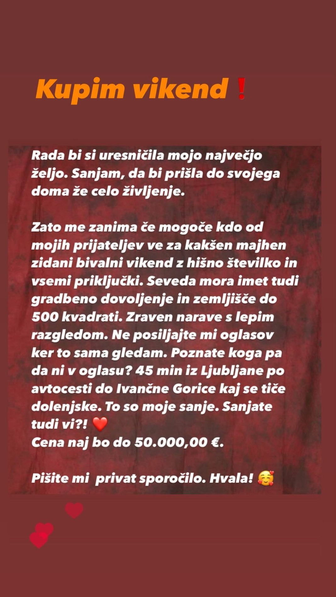 Salome kupuje svoj dom. Vir: Instagram
