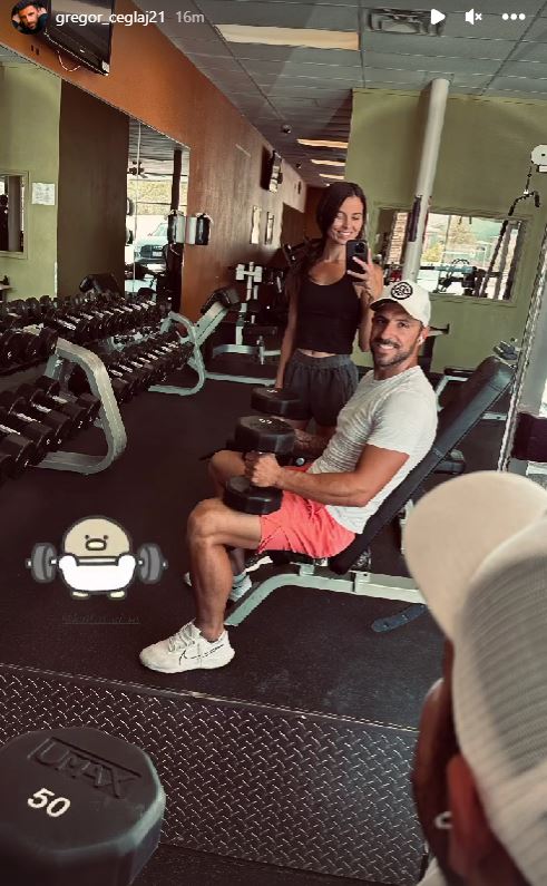Gregor Čeglaj s svojo izbranko hodi v fitnes. Vir: Instagram