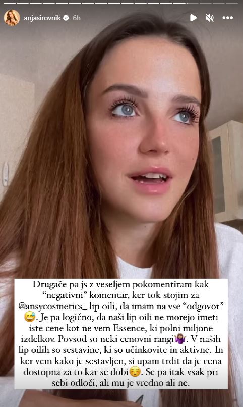 Anja Širovnik je povedala po resnici. Vir: Instagram