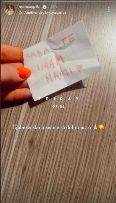 Manca je dobila ljubezensko pismo. Vir: Instagram