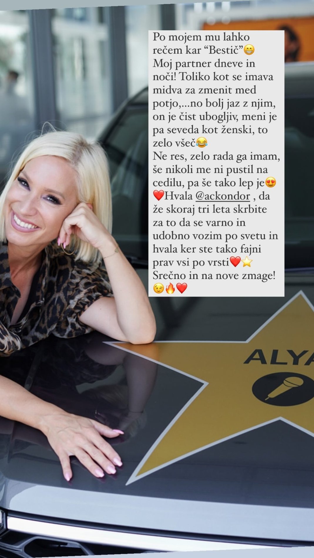 Alya ima rada svoj avto. Vir: Instagram