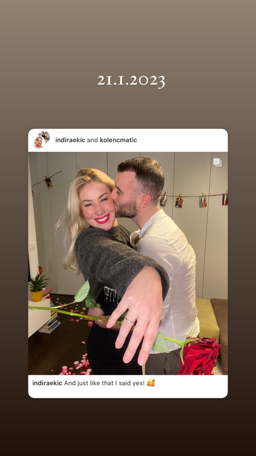 Januarja lani sta se zaročila. Vir: Instagram