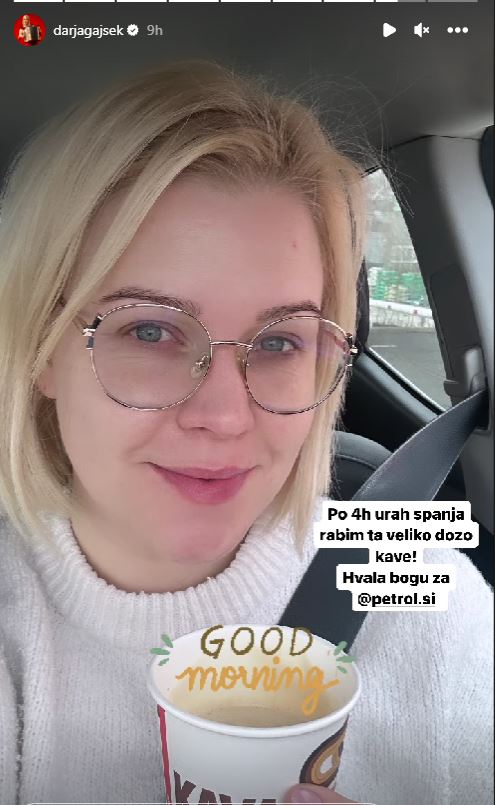 Darja Gajšek je bolj malo spala. Vir: Instagram