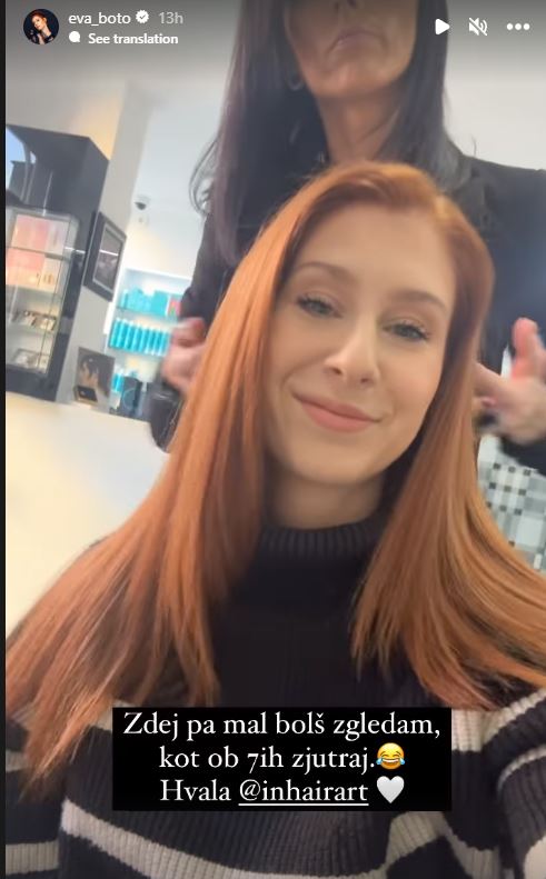 Eva z urejeno pričesko in ličili