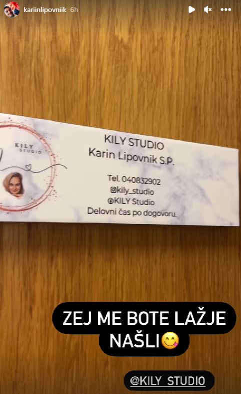 Karin ima svoj lepotni studio. Vir: Instagram
