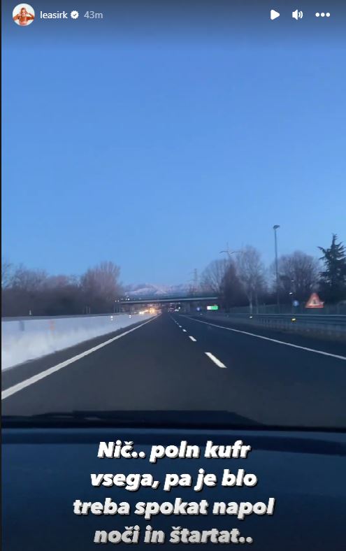 Lea Sirk se je zgodaj zjutraj odpravila. Vir: Instagram