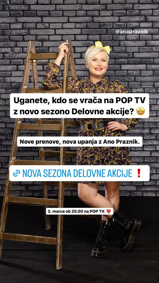 Ana Praznik se vrača v Delovni akciji. Vir: Instagram