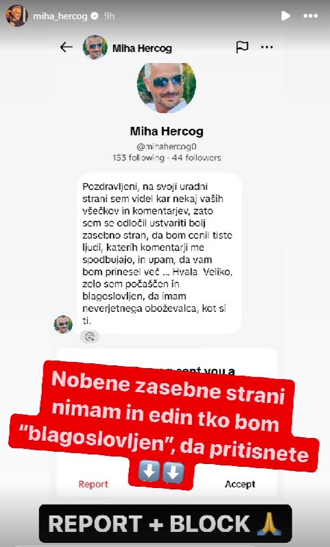 Spet so mu ukradli identiteto. Vir: Instagram