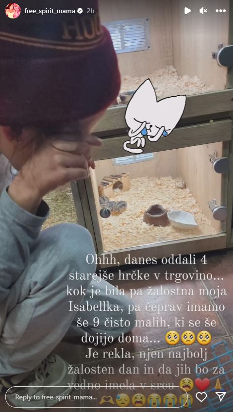 Hči Iris Mulej je jokala. Vir: Instagram