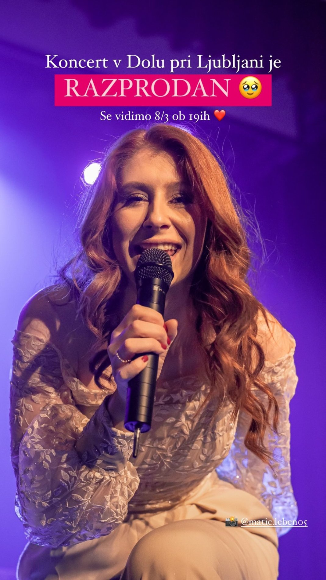Koncert Eve Boto za dan žena je razprodan. Vir: Instagram
