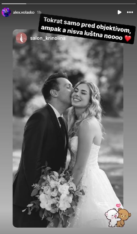 Alex Volasko in njegova srčna izbranka v poročni opravi. Vir: Instagram