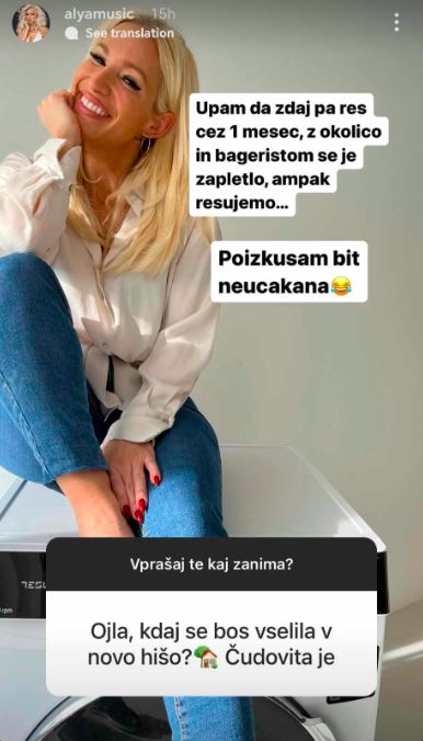 Alya se bo kmalu preselila. Vir: Instagram