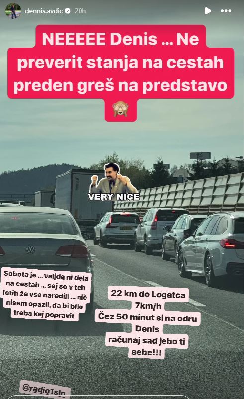 Denis je skoraj zamudil na predstavo. Vir: Instagram