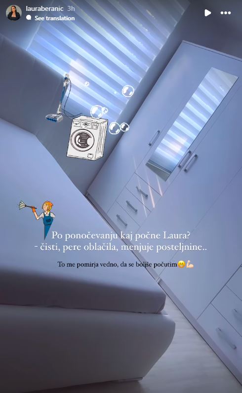 Laura je nedeljo preživela delavno. Vir: Instagram