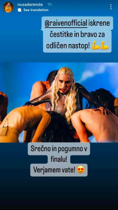Nuša Derenda je čestitala Raiven za odličen nastop. Vir: Instagram