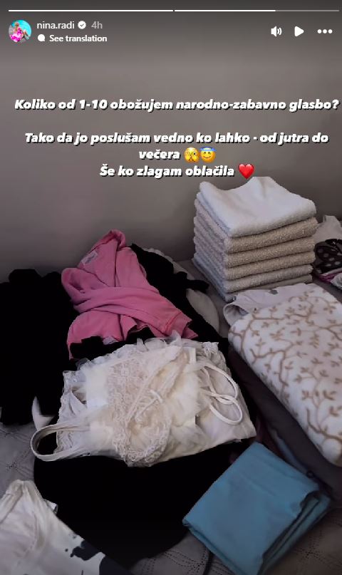 Nina Radi ima rada narodno-zabavno glasbo.