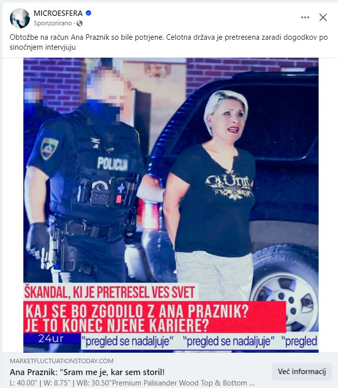 Ana Praznik - aretirana