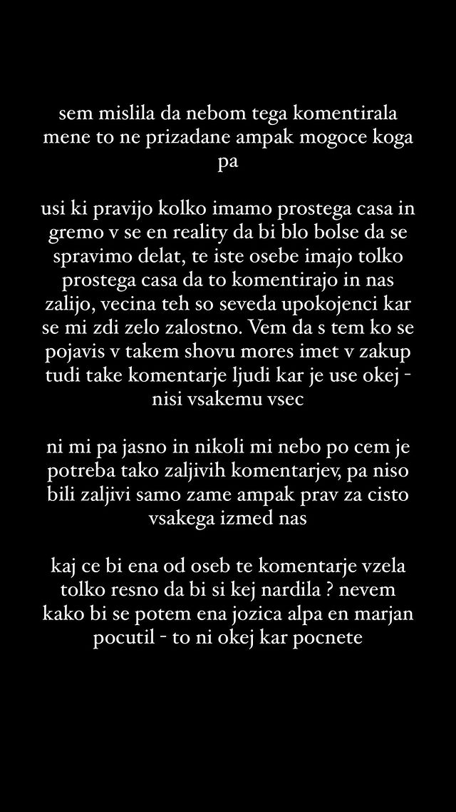 Eva Luna Mlakar se je odzvala na grde komentarje