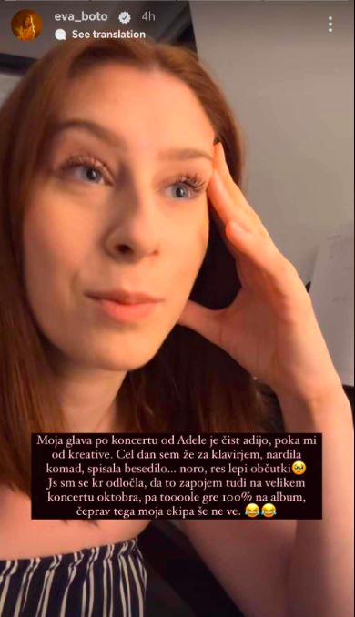 Eva Boto po koncertu Adele