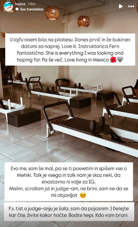 Ivjana Banić se je nad pilatesom navdušila v Mehiki