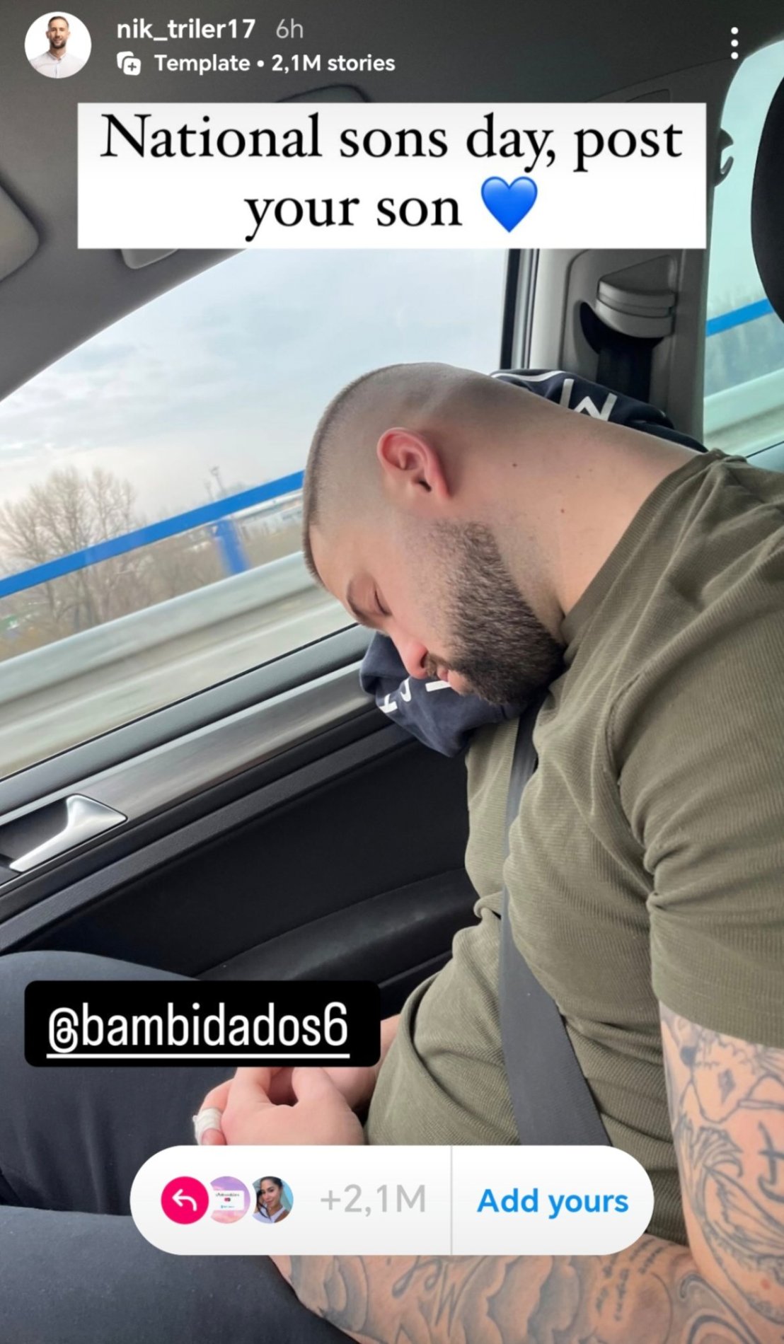 Nik Triler ga je poimenoval za svojega sina. Vir. Instagram