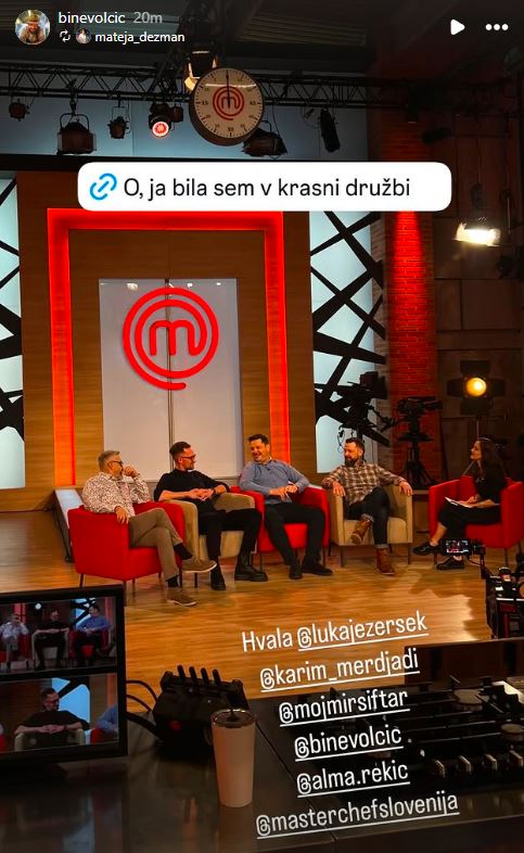 Bine Volčič v MasterChefu. Vir: Instagram
