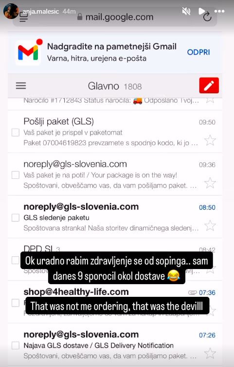 Anja Malešič veliko nakupuje. Vir: Instagram