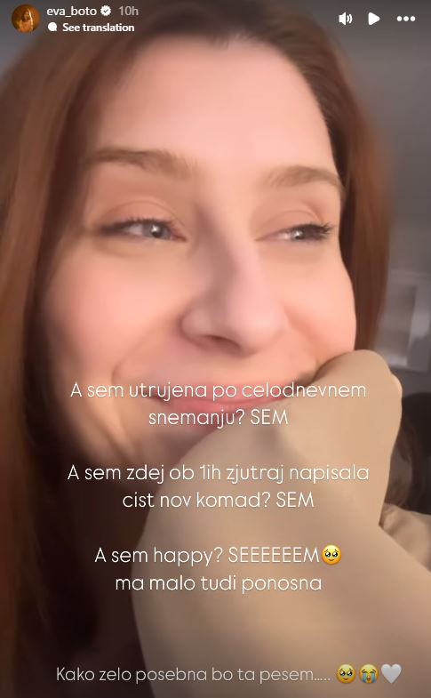 Eva Boto je napisala pesem ponoči