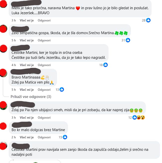 Same dobre želje Martini ob odhodu. Vir: Facebook