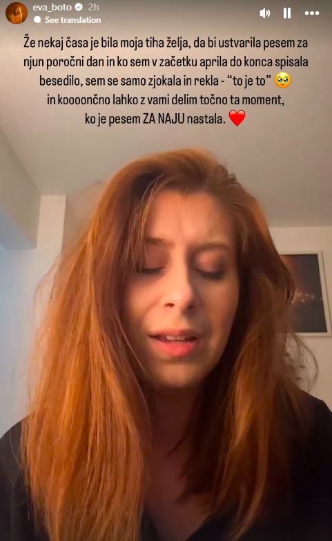Eva Boto je za prijateljico napisala pesem