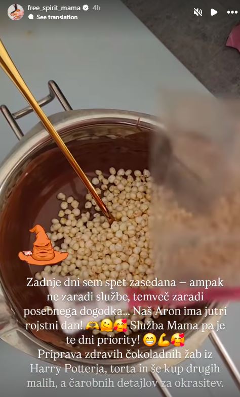 Iris Mulej že pridno dela za rojstni dan sina. Vir: Instagram