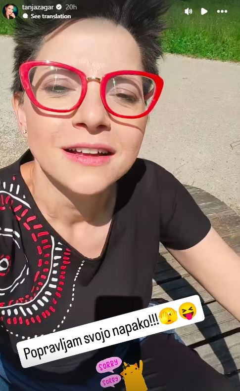 Tanja Žagar je storila napako. Vir: Instagram