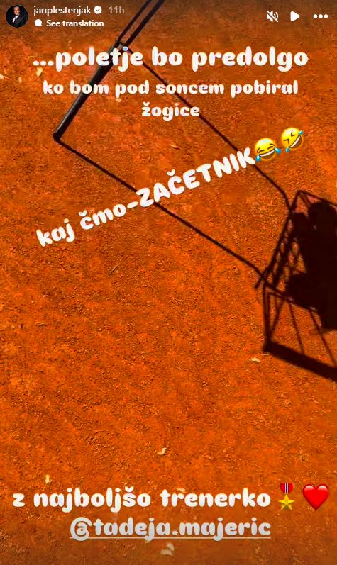 Jan Plestenjak je povedal, da je najboljša trenerka. Vir: Instagram