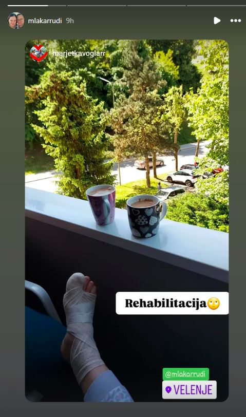 Marjetka Voglar je poškodovana. Vir: Instagram