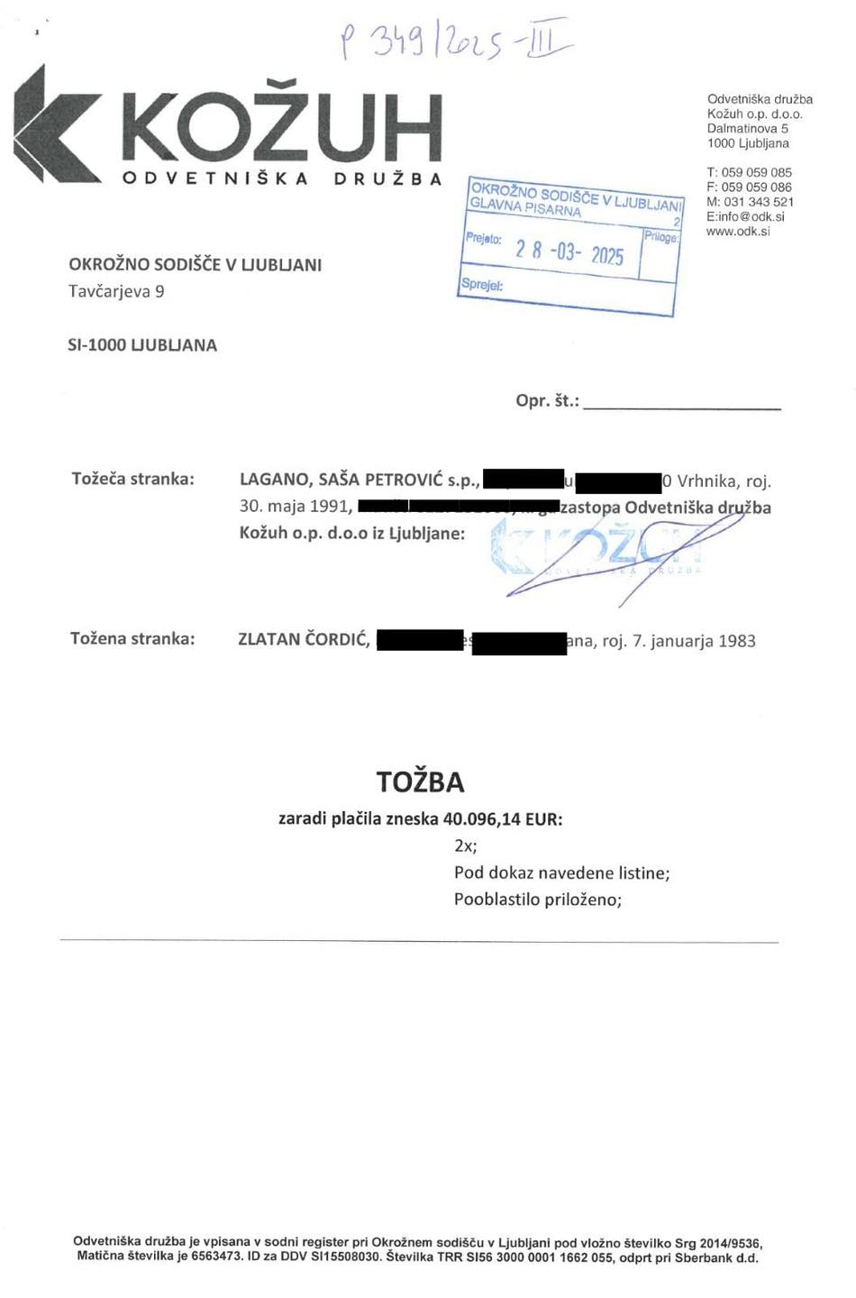 tožba proti Zlatku