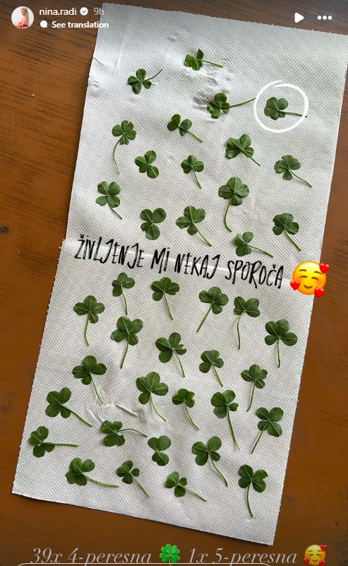 Nina Radi in njene štiriperesne deteljice