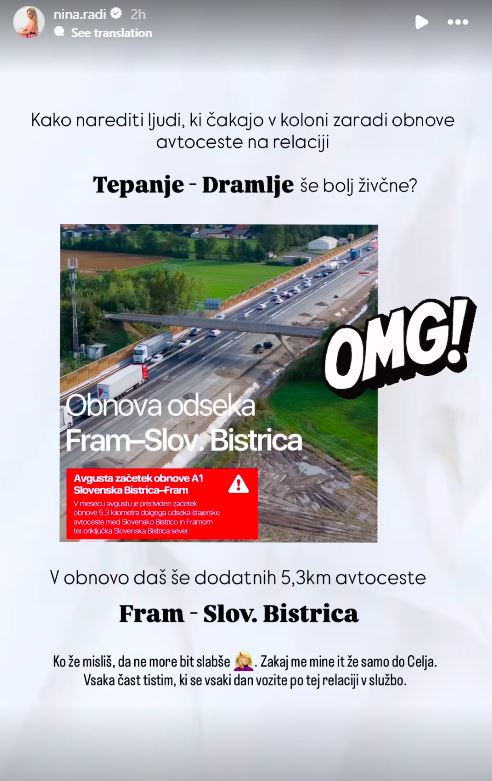 Nina Radi je jezna zaradi dodatne obnove