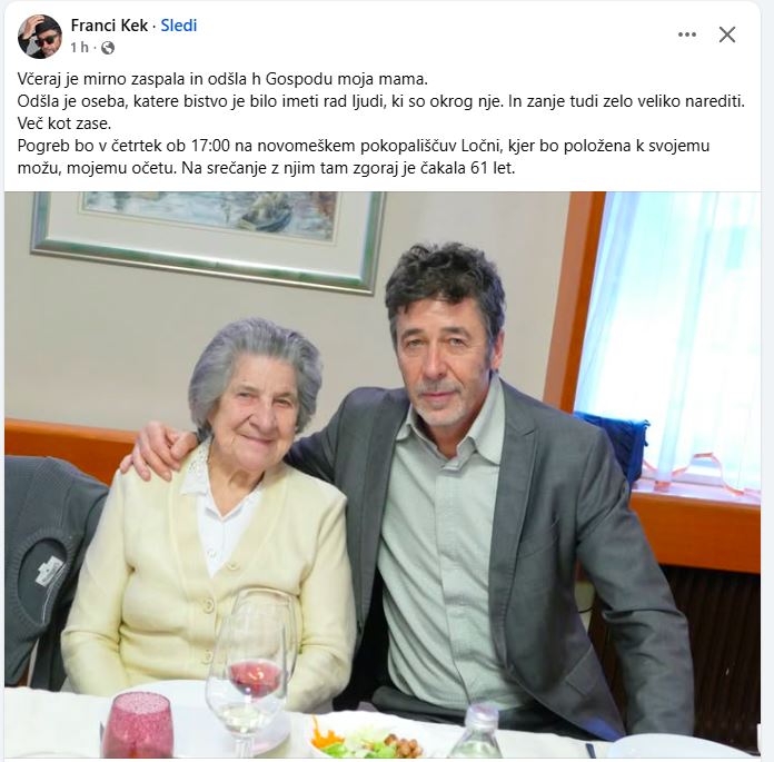 Franci Kek in njegova mama. Vir: Facebook.com