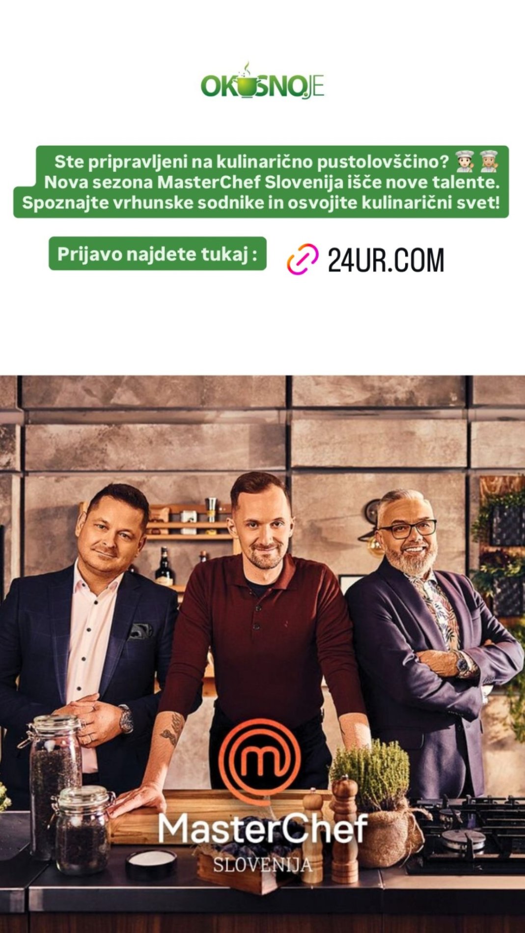 MasterChef išče nove tekmovalce. Vir: Instagram