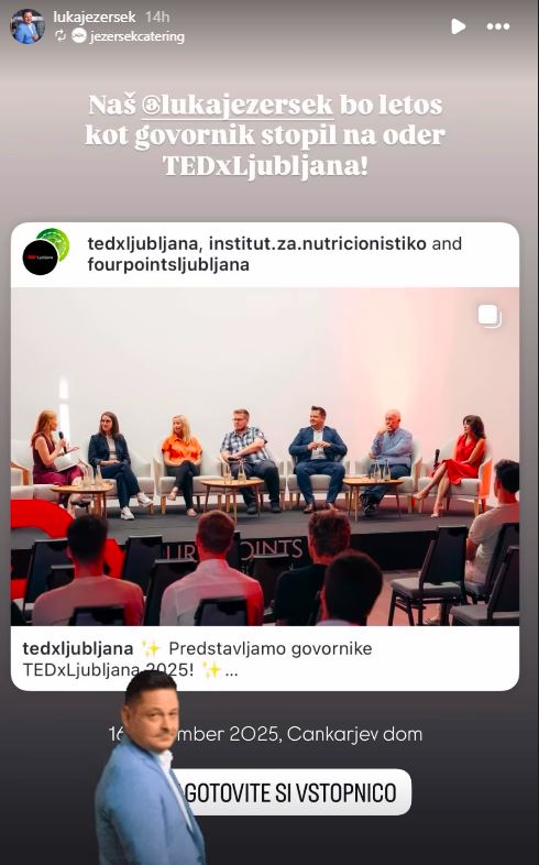 Luka Jezeršek bo govornik. Vir: Instagram