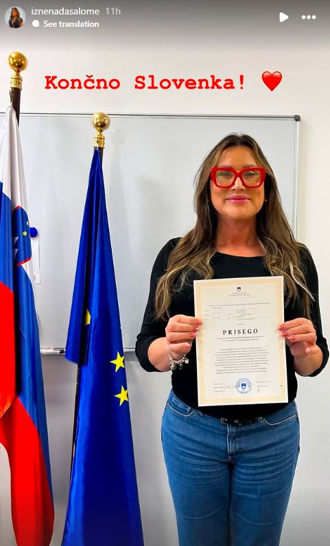 Salome je postala Slovenka. Vir: Instagram