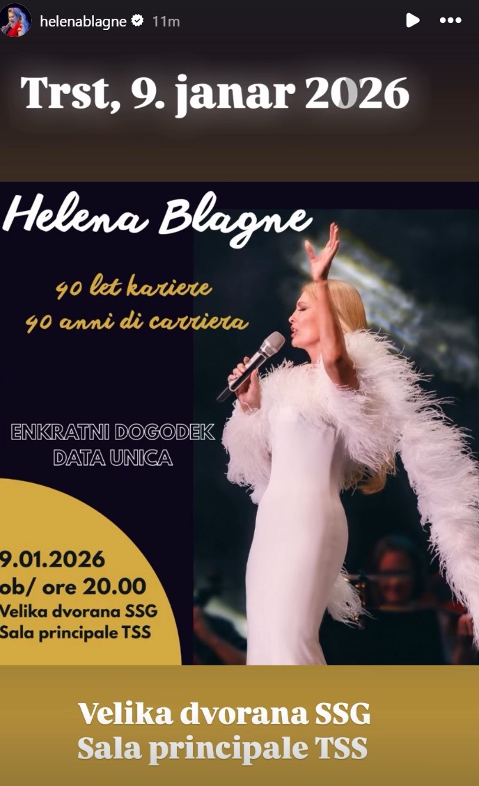 Koncert Helene Blagne v Trstu. Vir: Instagram