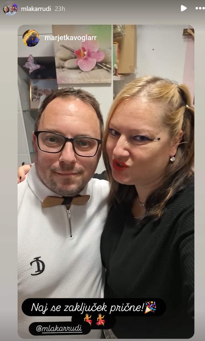 Marjetka in Rudi sta odšla na zaključek. Vir: Instagram