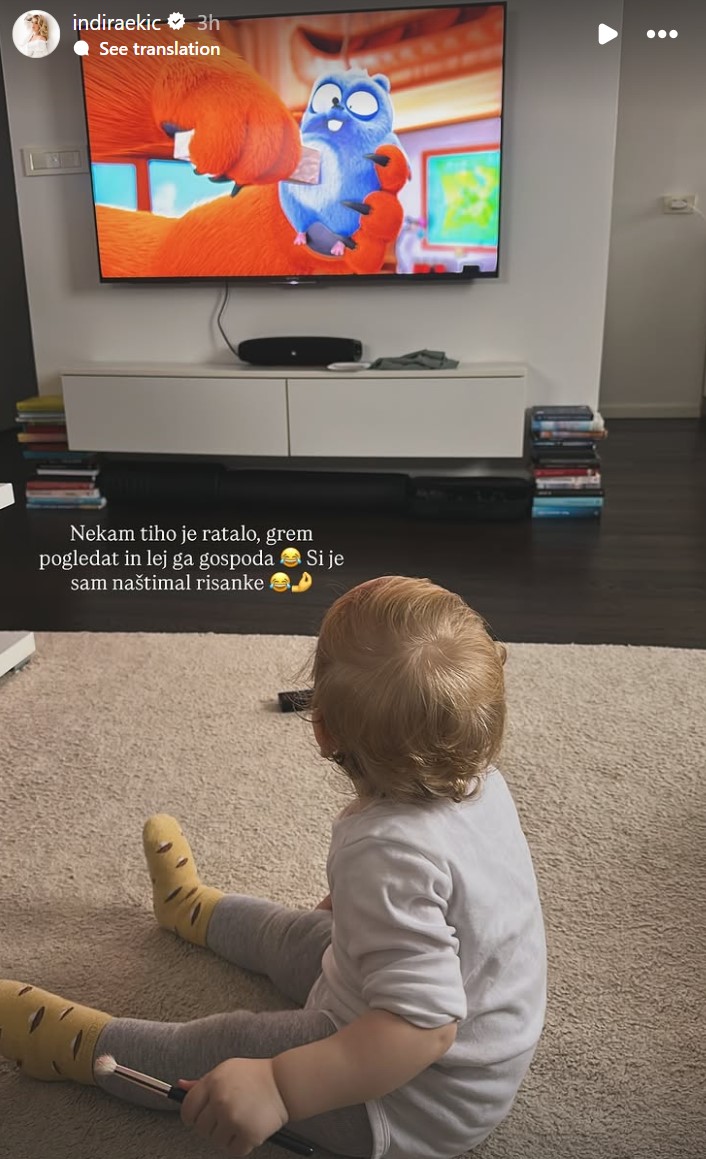 Tole je ušpičil njen malček