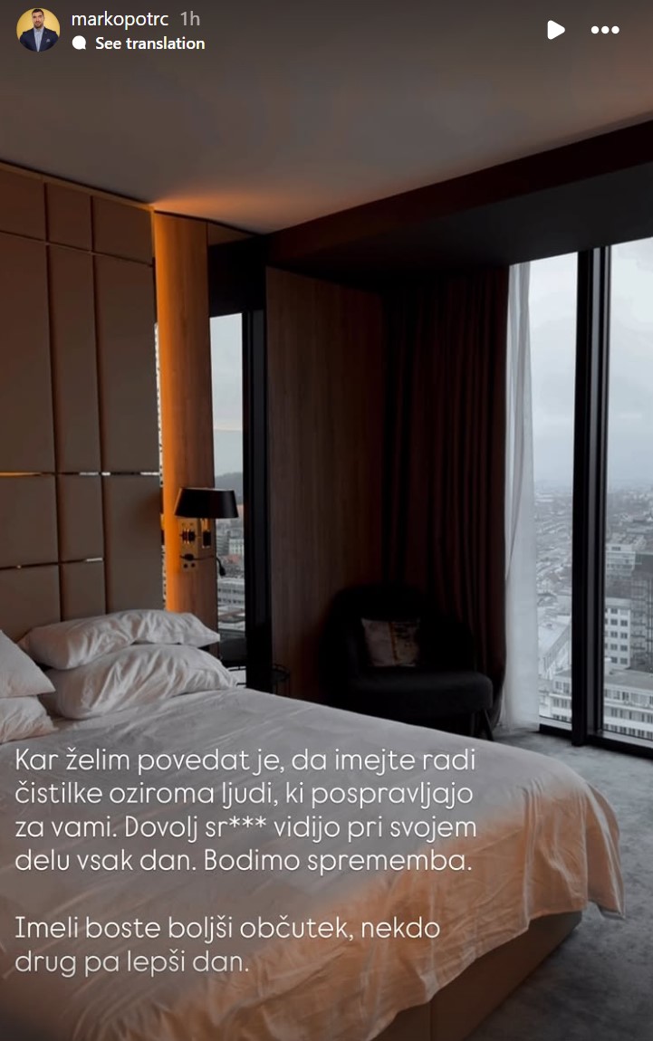 Marko Potrč je lepo pospravil sobo. Vir: Instagram